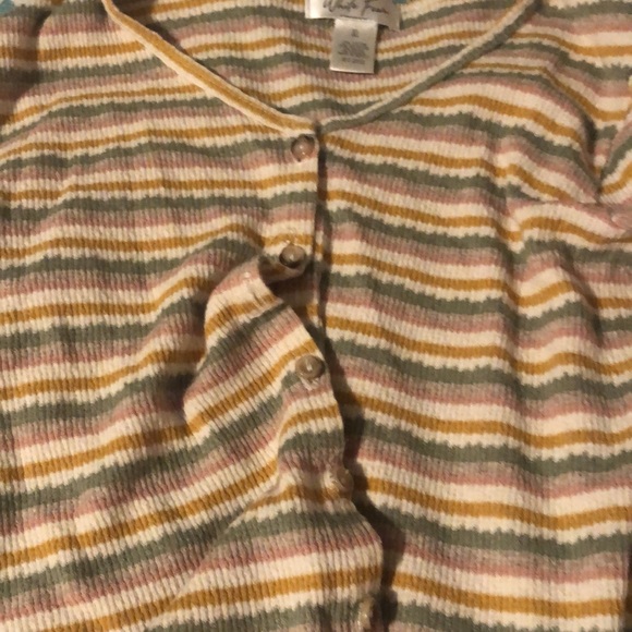 Cheap store pink green button cropped long sleeve top xl - Picture 5 of 5